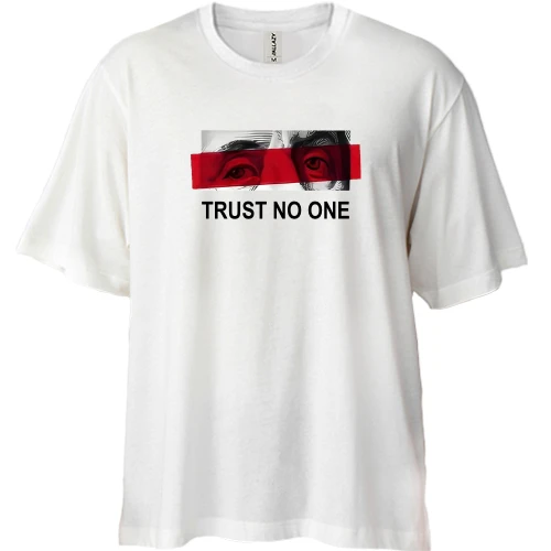 Футболка двунитка Oversize, Белый, Trust no one