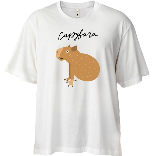 Футболка двунитка Oversize, Белый, Капибара (2)