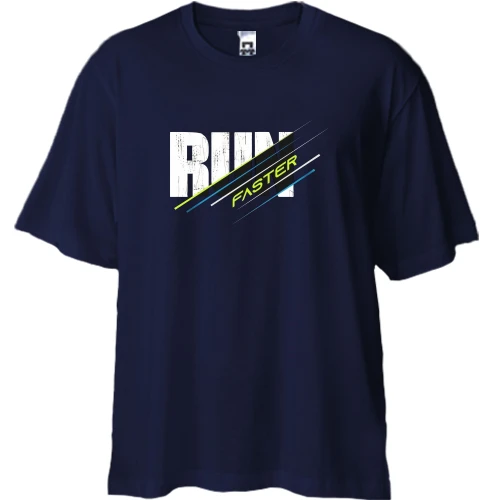 Футболка двунитка Oversize, Синий, Run Faster