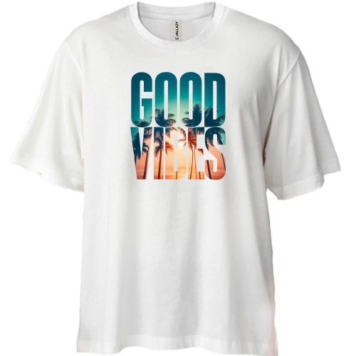 Футболка двунитка Oversize, Белый, Good Vibes (2)