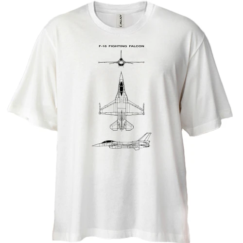 Футболка двунитка Oversize, Белый, F-16 Fighting Falcon