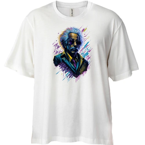 Футболка двунитка Oversize, Белый, Albert Einstein Art