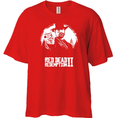 Футболка двонитка Oversize, Червоний, Red Dead Redemption 2 АРТ