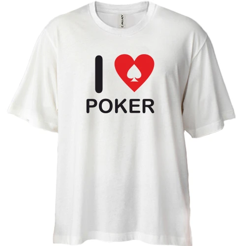 Футболка двунитка Oversize, Черный, I love Poker