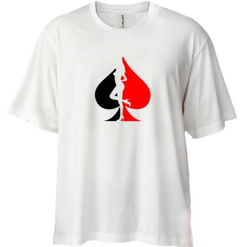 Футболка двунитка Oversize, Белый, Poker Girl