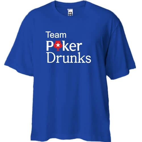 Футболка двунитка Oversize, Синий, Team Poker Drunks