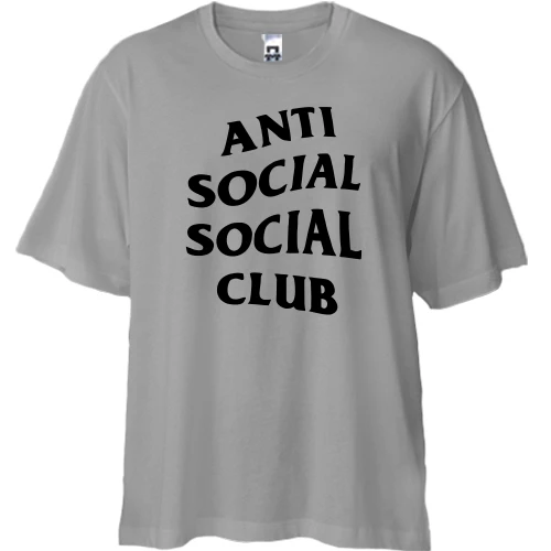 Футболка двунитка Oversize, Серый, Anti Social Social Club