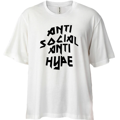 Футболка двунитка Oversize, Белый, Anti Social Anti Hype