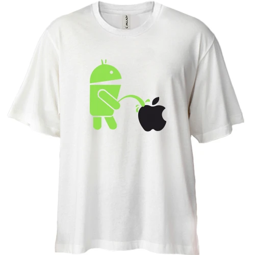 Футболка двунитка Oversize, Синий, Android vs Apple