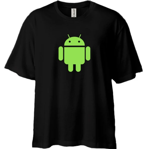 Футболка двунитка Oversize, Черный, Android