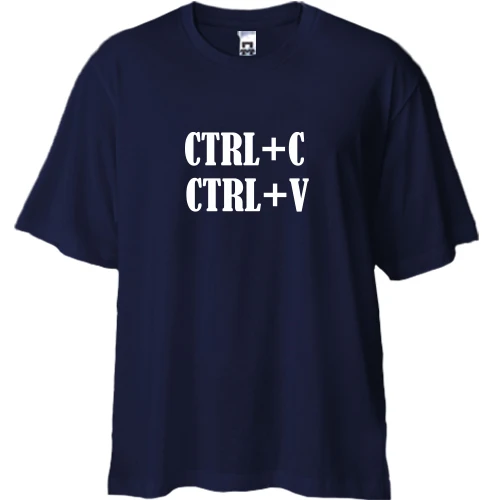 Футболка двунитка Oversize, Синий, Copy