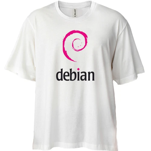 Футболка двунитка Oversize, Белый, Debian