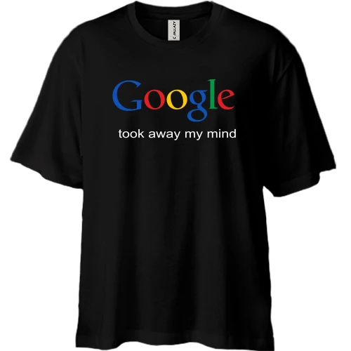 Футболка двунитка Oversize, Черный, Google took away my mind