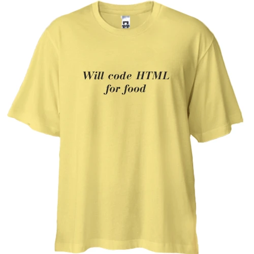 Футболка двунитка Oversize, Желтый, HTML for food