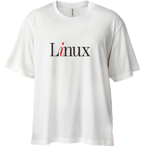 Футболка двунитка Oversize, Белый, Linux
