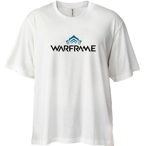 Футболка двунитка Oversize, Белый, Warframe с логотипом игры