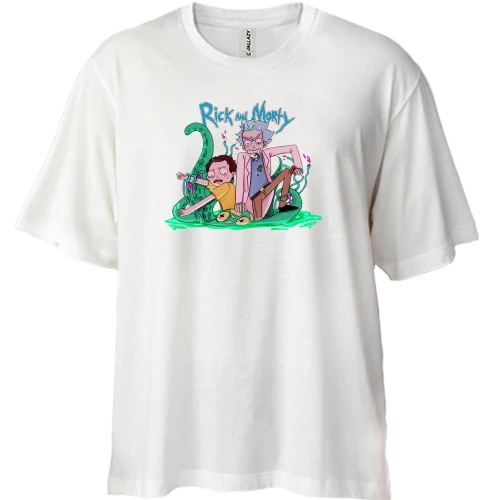 Футболка двонитка Oversize Rick and Morty зі щупальцями