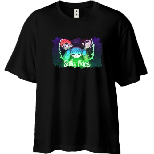 Футболка двунитка Oversize, Черный, Sally Face с Салли и Ларри