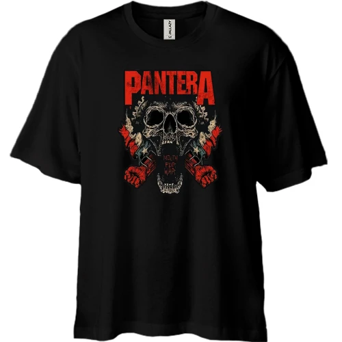 Футболка двунитка Oversize, Черный, Pantera (с черепом)