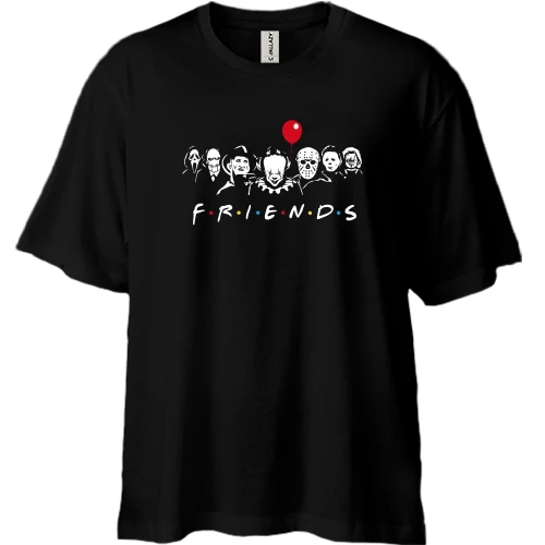 Футболка двунитка Oversize, Черный, Halloween Friends