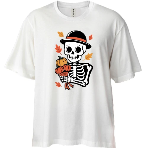 Футболка двунитка Oversize, Белый, Halloween vibes