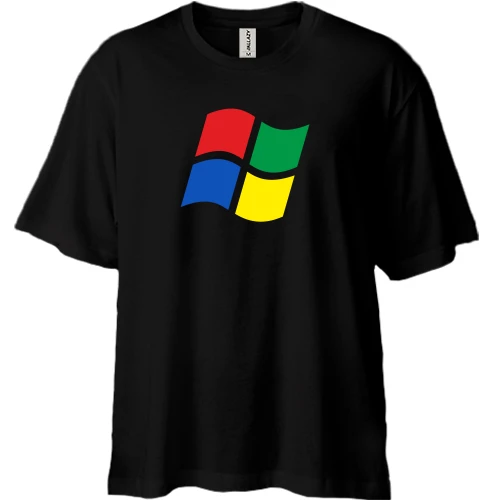 Футболка двунитка Oversize, Черный, Windows