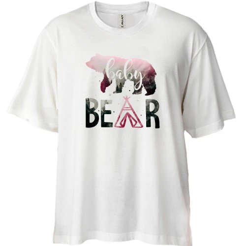 Футболка двунитка Oversize, Белый, с медвежонком Baby bear