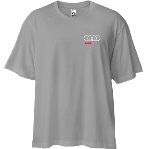Футболка двунитка Oversize, Серый, с вышитым логотипом Audi