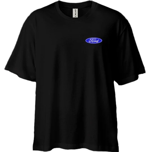Футболка двонитка Oversize, Чорний, Ford з вишитим логотипом