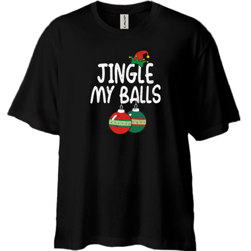 Футболка двонитка Oversize з новорічними кулями "jingle my balls" 2