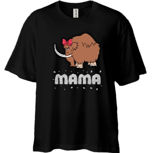 Футболка двунитка Oversize Мама мамонт