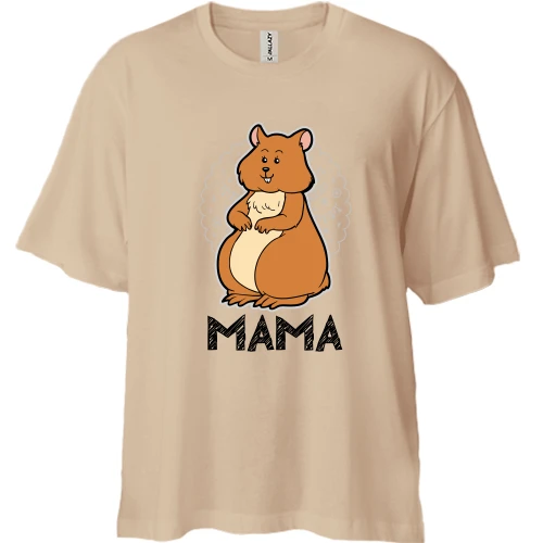 Футболка двонитка Oversize, Білий, з хом'яком (Мама)