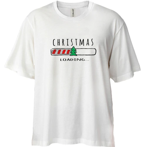 Футболка двунитка Oversize, Белый, Christmas Loading