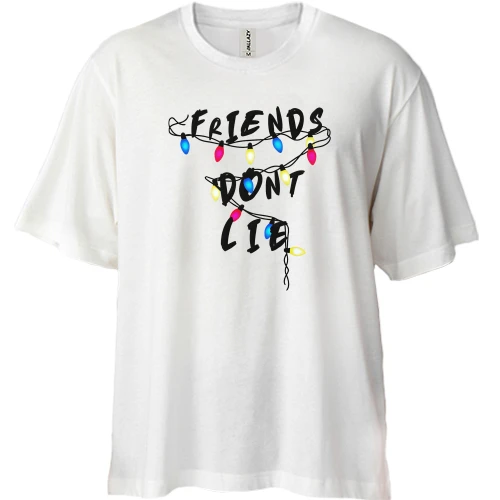 Футболка двонитка Oversize, Білий, Friends dont lie