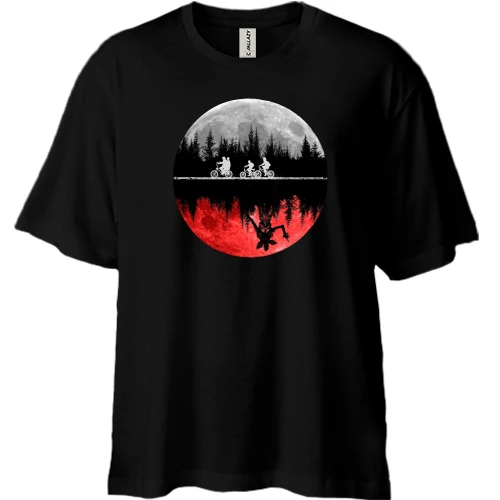 Футболка двонитка Oversize, Чорний, Stranger Things Moon