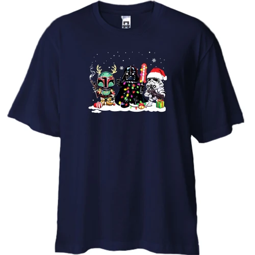 Футболка двунитка Oversize, Синий, Star Wars New Year Team