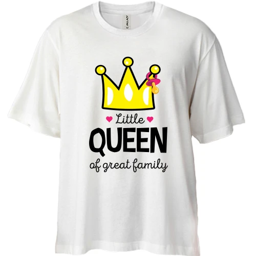 Футболка двунитка Oversize, Белый, Little queen af great family
