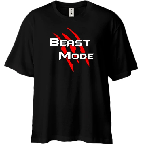 Футболка двунитка Oversize, Черный, Beast Mode
