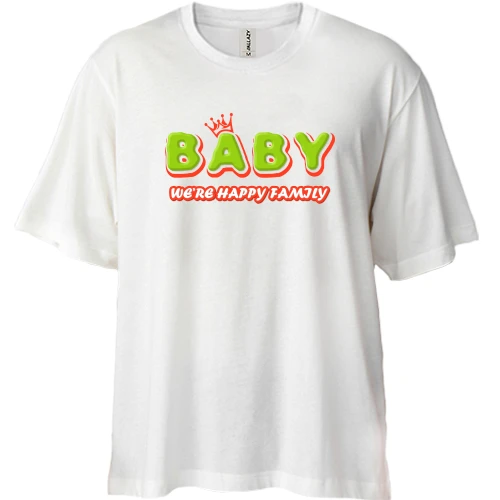 Футболка двунитка Oversize, Белый, Baby we`re happy family