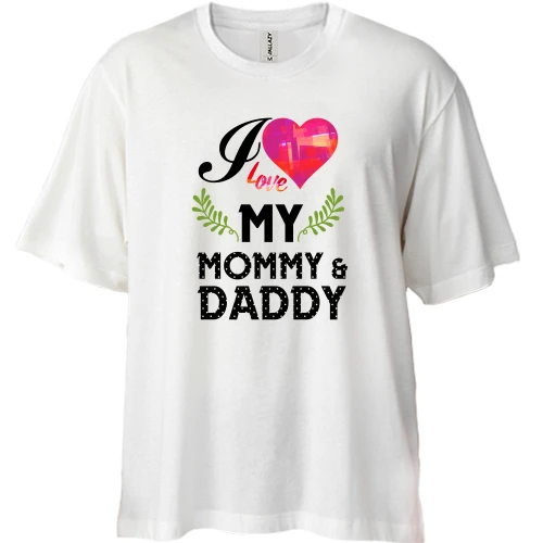 Футболка двонитка Oversize, Білий, I love my mom & dad
