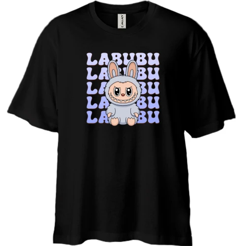 Футболка двонитка Oversize, Чорний, Labubu (2)