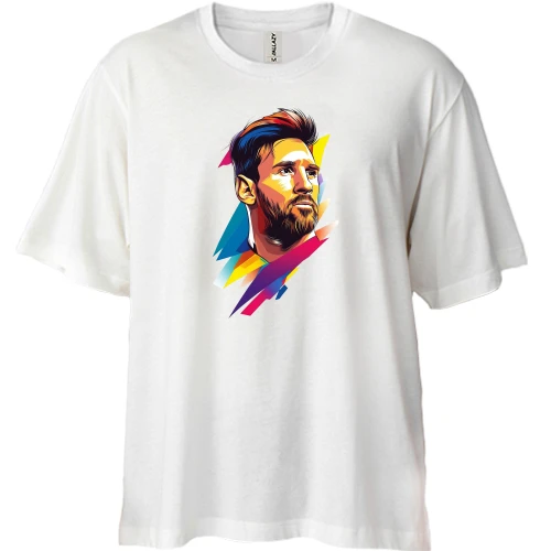 Футболка двунитка Oversize, Белый, Messi ART