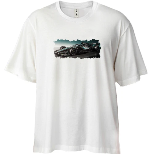 Футболка двунитка Oversize, Белый, Mercedes F1