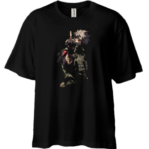 Футболка двонитка Oversize, Чорний, Какаши Хатаке (Kakashi Hatake)