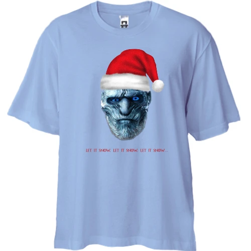 Футболка двонитка Oversize, Синій, Let it snow Let it snow Let it snow
