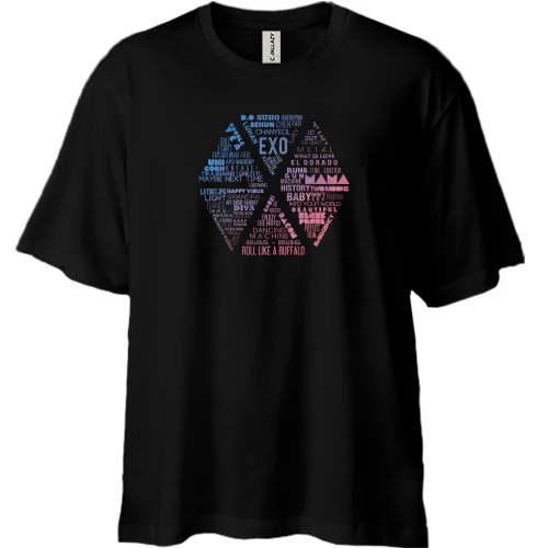 Футболка двунитка Oversize EXO из логотипов
