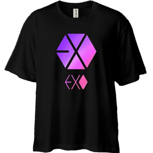 Футболка двонитка Oversize EXO (рожевий логотип)