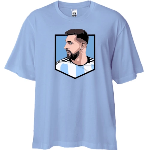 Футболка двонитка Oversize, Синій, Lionel Messi logo