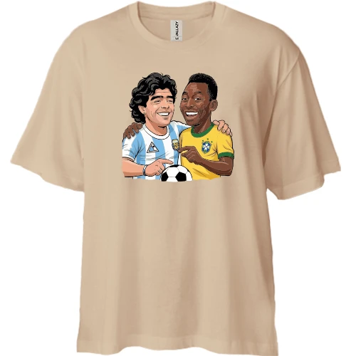 Футболка двонитка Oversize, Бежевий, Maradona & Pele