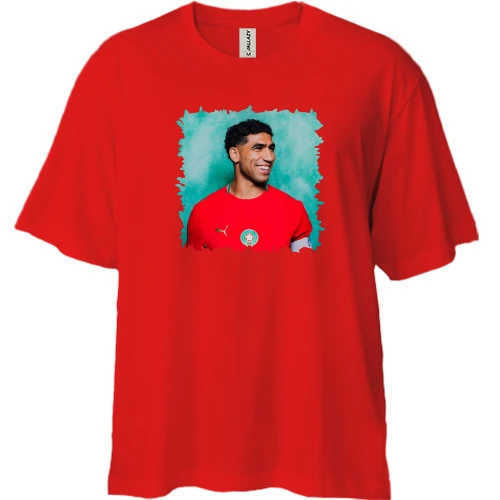 Футболка двонитка Oversize, Червоний, Achraf Hakimi